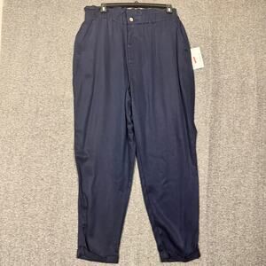 Bar III Womens Pants Size XL Blue Paper Bag Waist Tapered Leg Rolled Cuff Navy